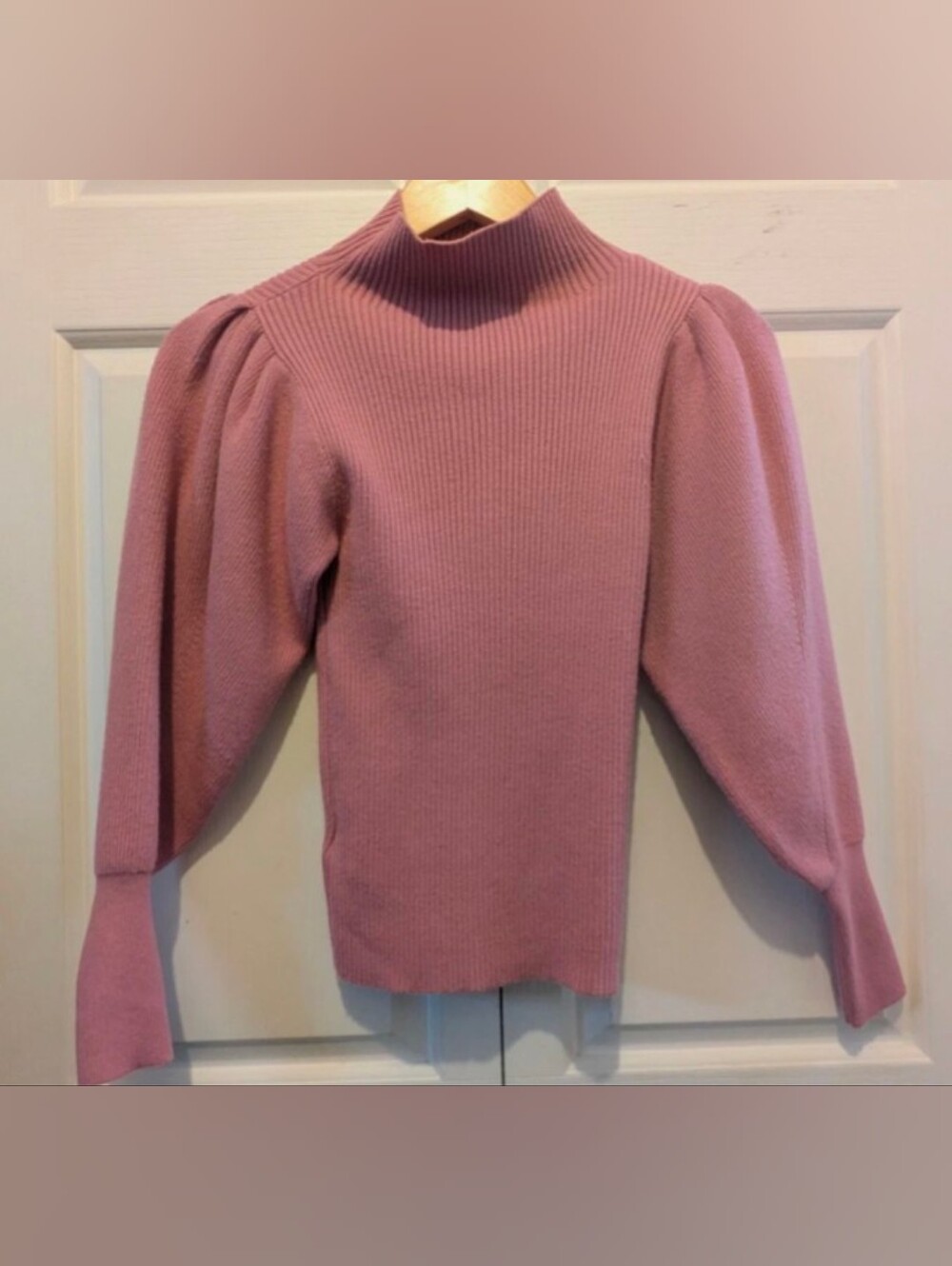 Wild Pony Pink Rose Ribbed Sweater Puffed Long Sleeves Size Small New With Tags!